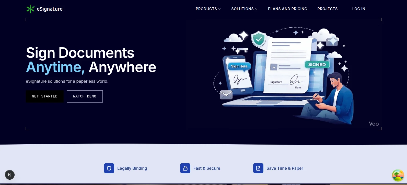 Seamless e-Signature primary platform interface