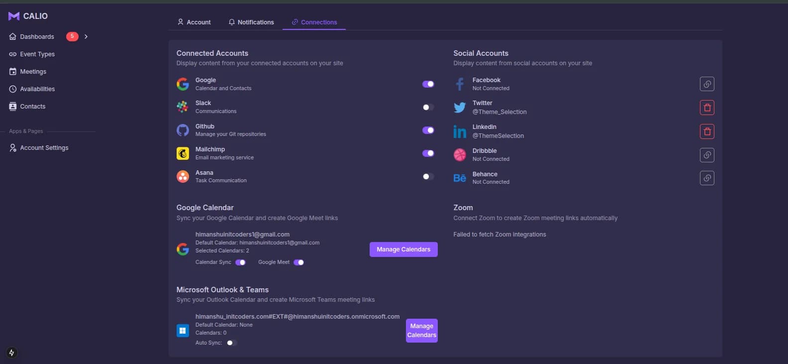 Integrations and connection controls